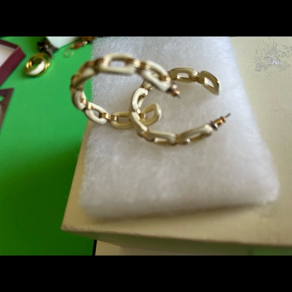 ANN TAYLOR large hoop; rectangular styling linked together with faux gold. - Picture 1 of 2